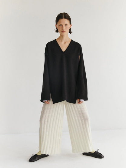 Nakiri pants Wide-leg ribbed pants