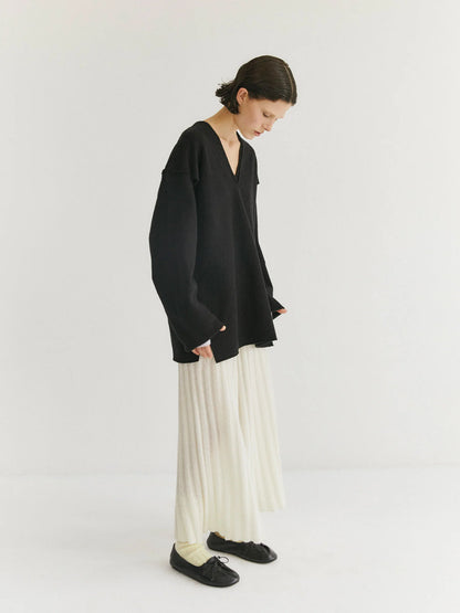 Nakiri pants Wide-leg ribbed pants