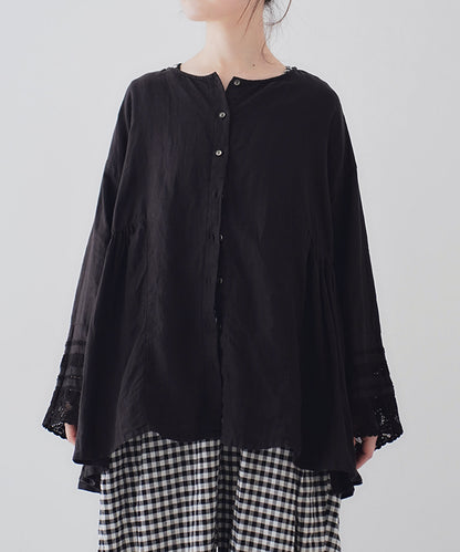 nest Robe | Linen Lace Side Gathered Two-way Blouse