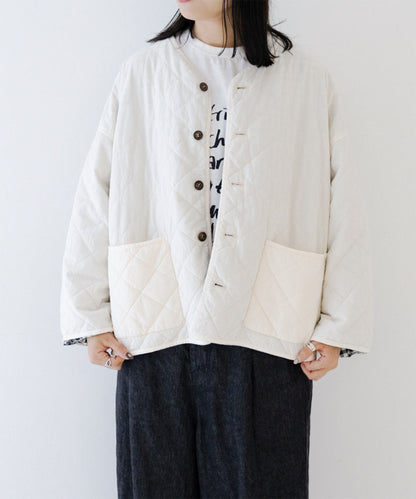 Cotton Linen Ramie Reversible Quilted Jacket