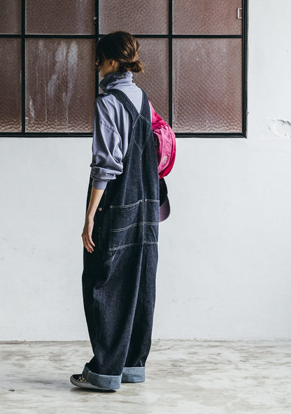 nest Robe |  Navy Cotton Linen Denim Overalls